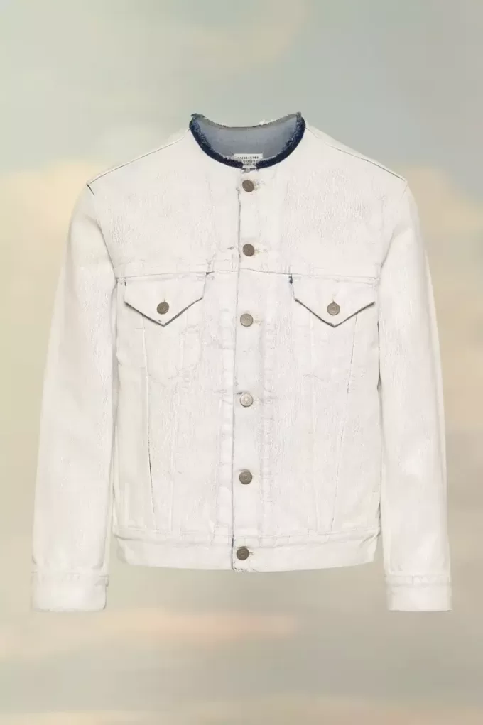 Collarless Denim Jacket