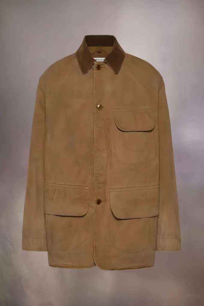 Corduroy Collar Waxed Coat
