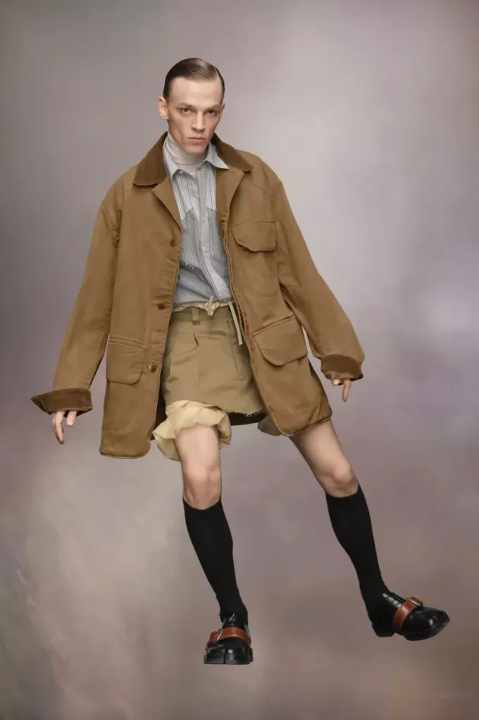 Corduroy Collar Waxed Coat