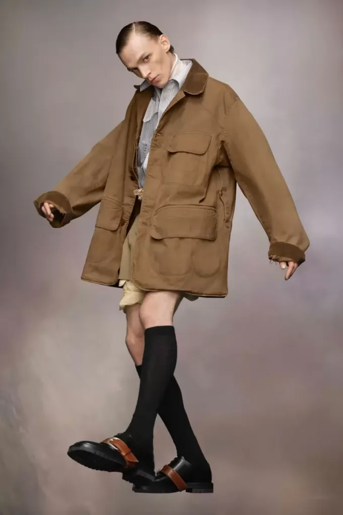 Corduroy Collar Waxed Coat