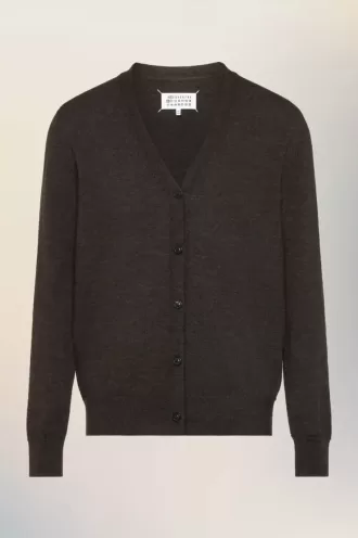 Elbow patch wool cardigan