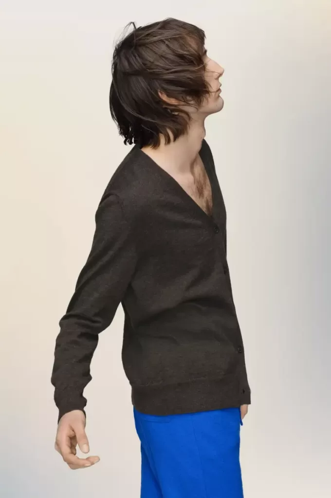 Elbow patch wool cardigan