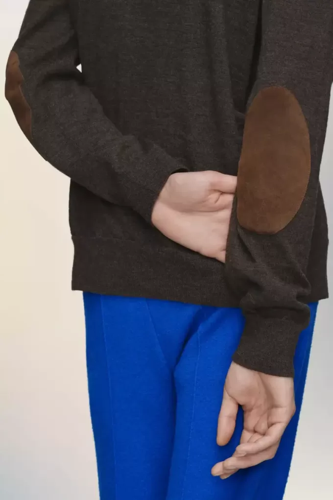 Elbow patch wool cardigan