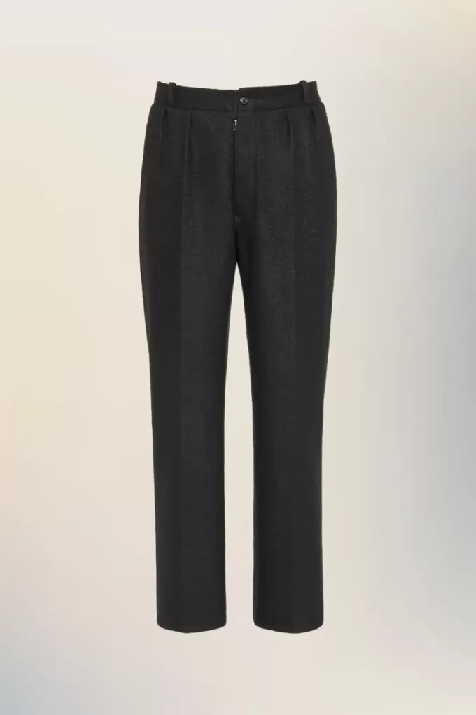 Felted Wool Straight-Leg Trousers