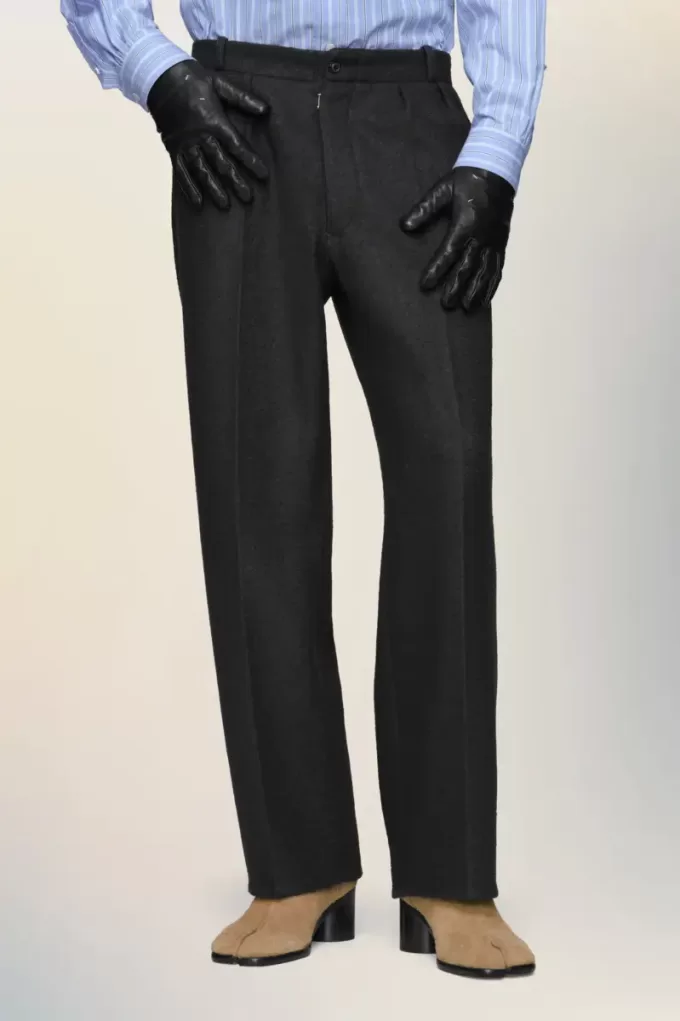 Felted Wool Straight-Leg Trousers