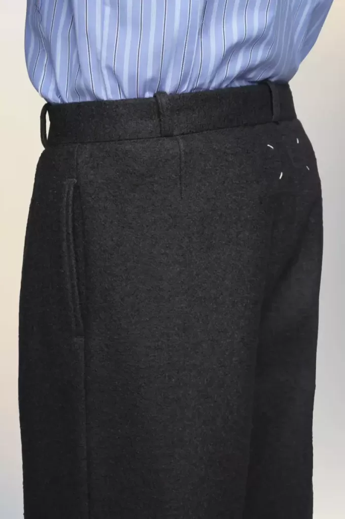 Felted Wool Straight-Leg Trousers