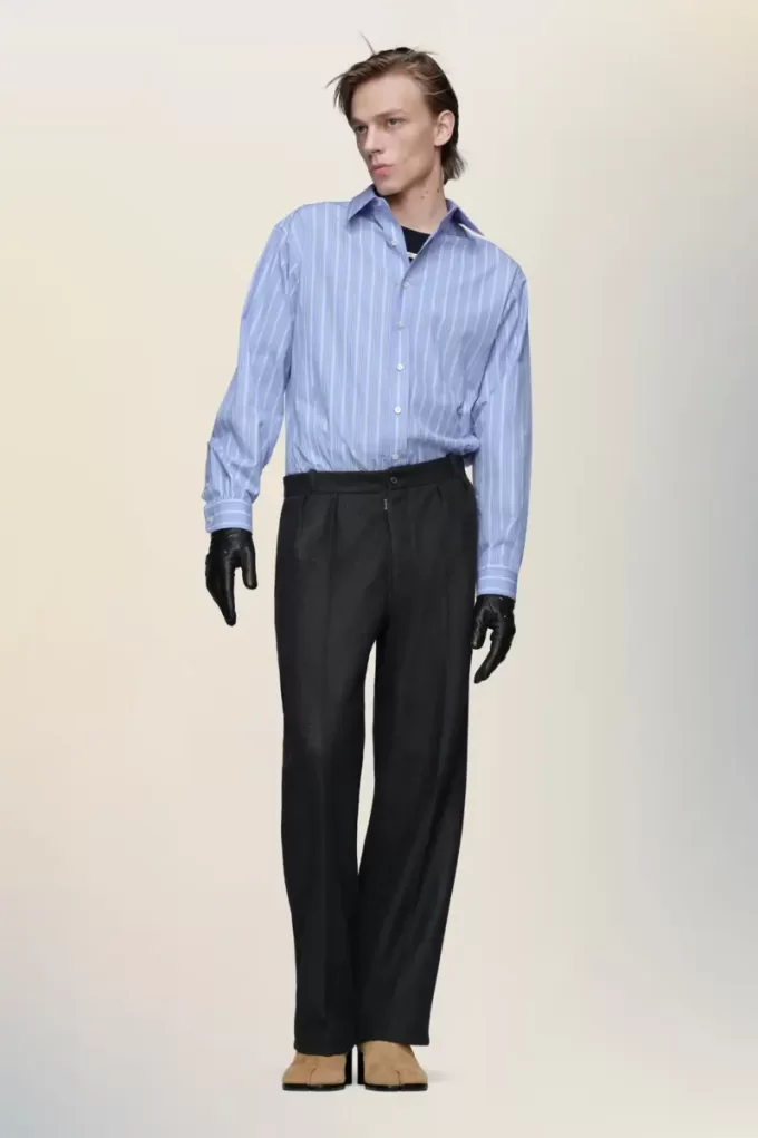 Felted Wool Straight-Leg Trousers