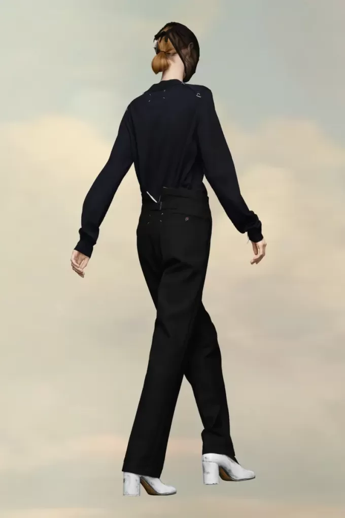 Herringbone Wool Pleated Trousers