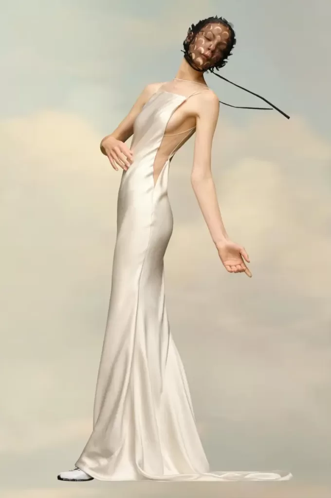 Maison Margiela Hammered Satin Gown