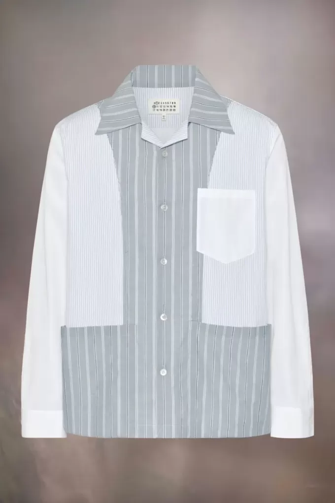 Patchwork pinstripe shirt