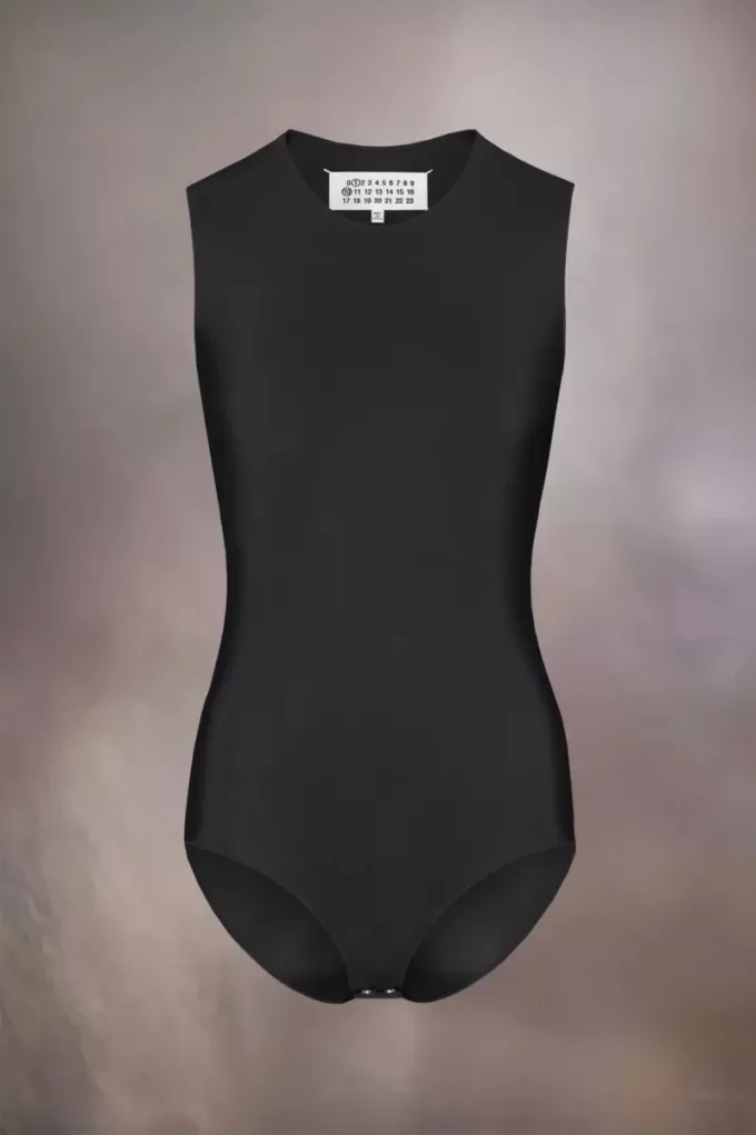 Technical jersey sleeveless bodysuit